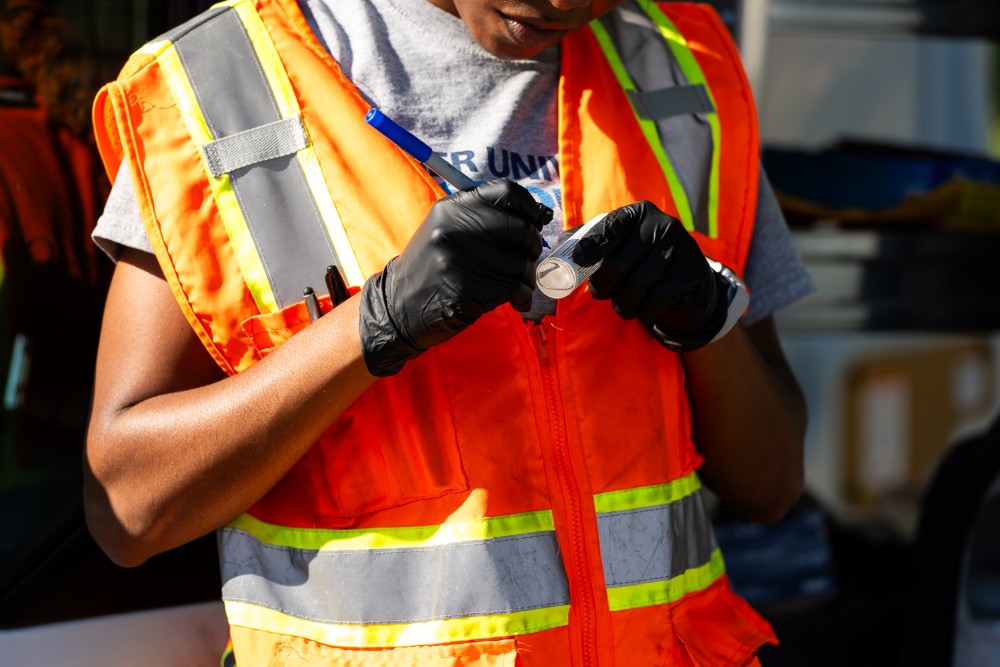 Writing-groundwater-sampling-label