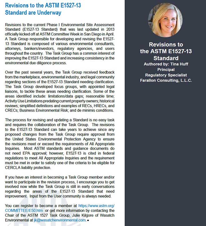Tina Huff's Revision to ASTM E1527-13 Standards Article