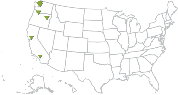 Map of US with farallon offices marked