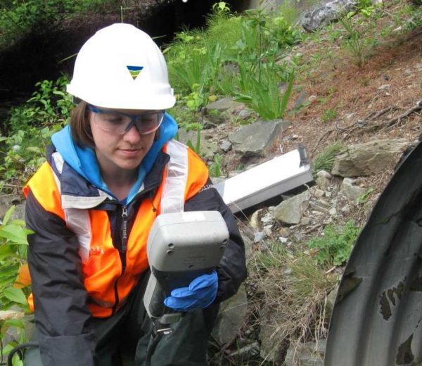 Farallon employee taking a stormwater sample