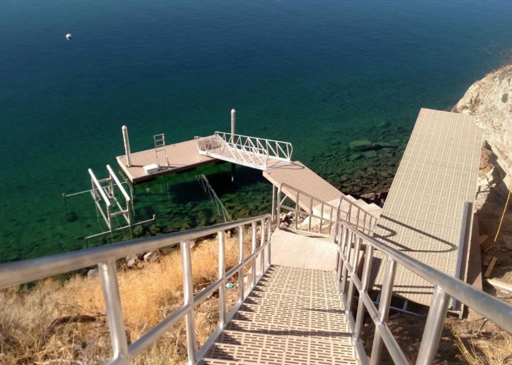 stairs leading down to a doc